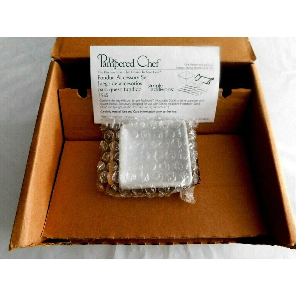 New Opened Box Pampered Chef Fondue Accessory Set #1965